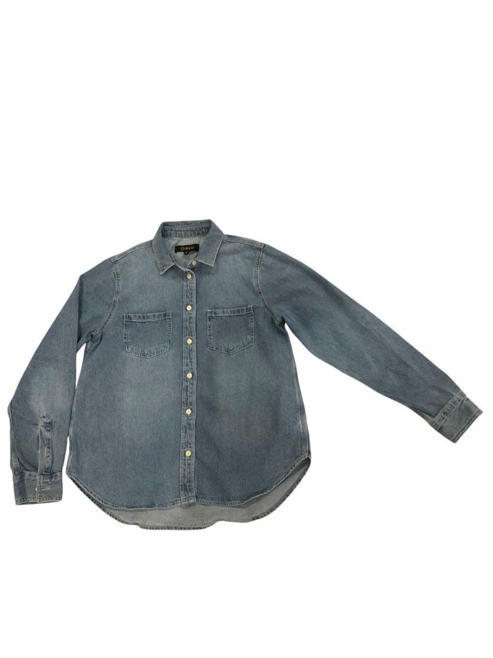Quince Shirt Women's Size M Chambray Denim Button Down 100% Cotton Long Sleeve